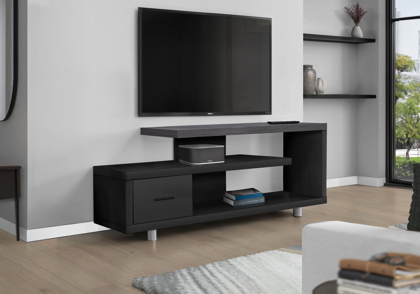 TV Stand, Console, Media Entertainment Center Storage Cabinet, Contemporary & Modern 8th Street