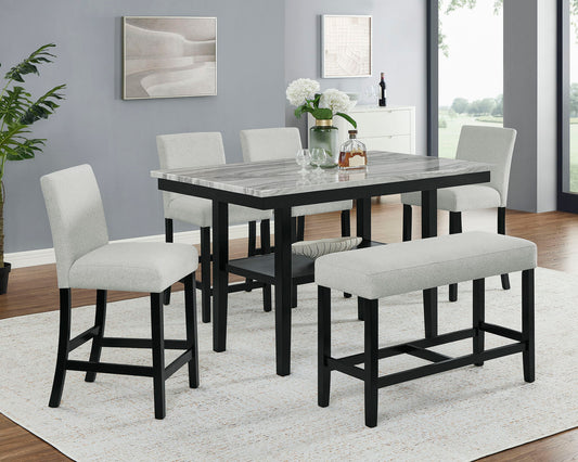 Marbel - Faux Marble Counter Height Set Crown Mark