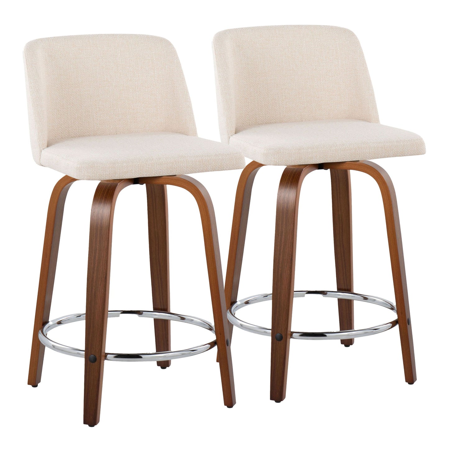 Toriano - Mid Century Modern Fixed Height Counter Stool With Swivel With Round Footrest (Set of 2) Lumi Source