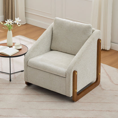 Modern Upholstered Armchair With Wooden Side Frame Home Essentials