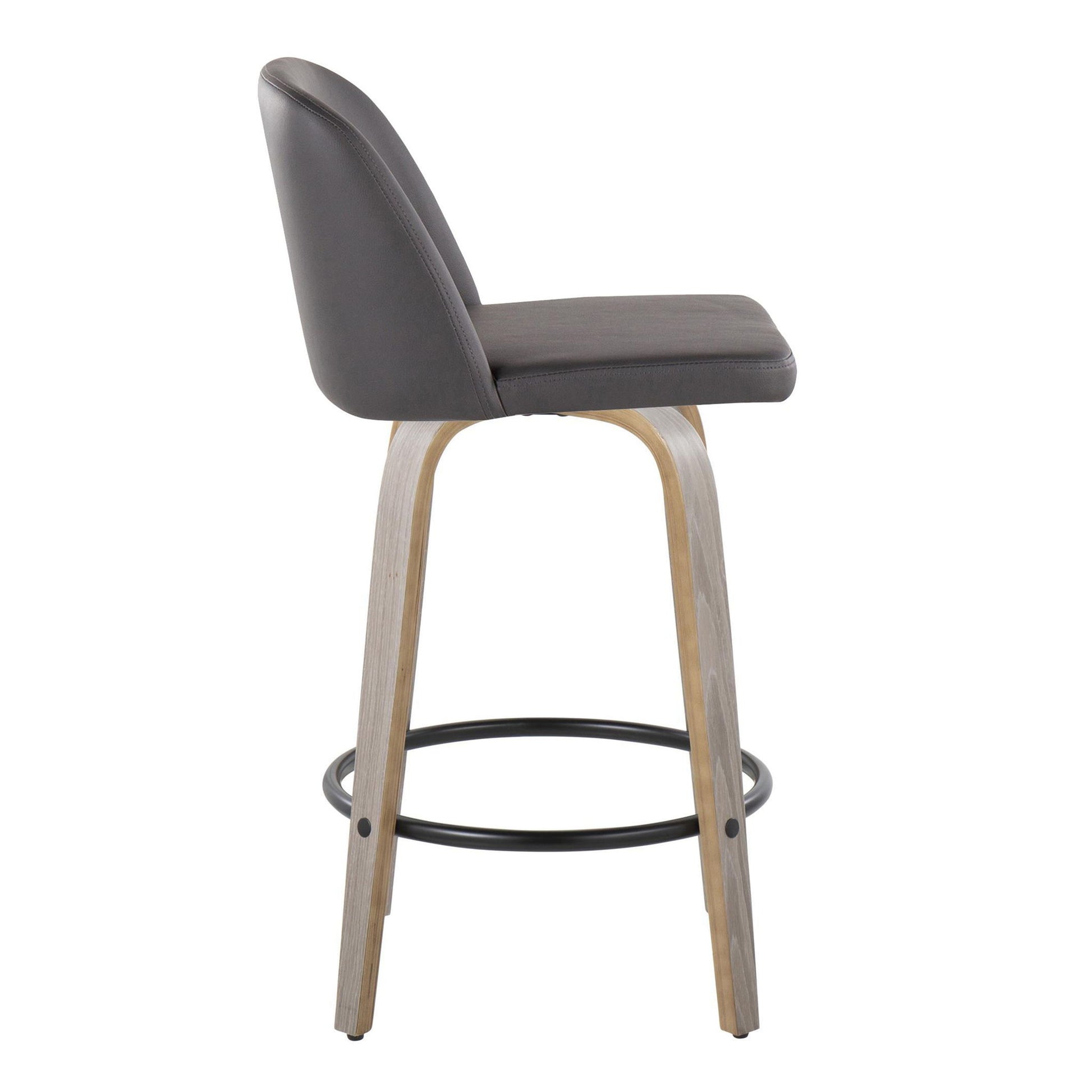Toriano - Contemporary Fixed Height Counter Stool With Swivel & Round Footrest (Set of 2) Lumi Source