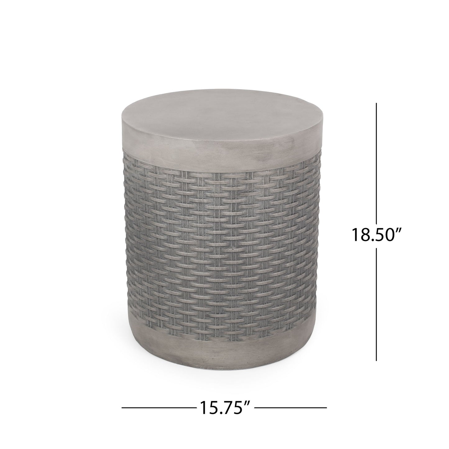 Outdoor Lightweight End Table Round Concrete Outdoor Side Table - Natural Noble House