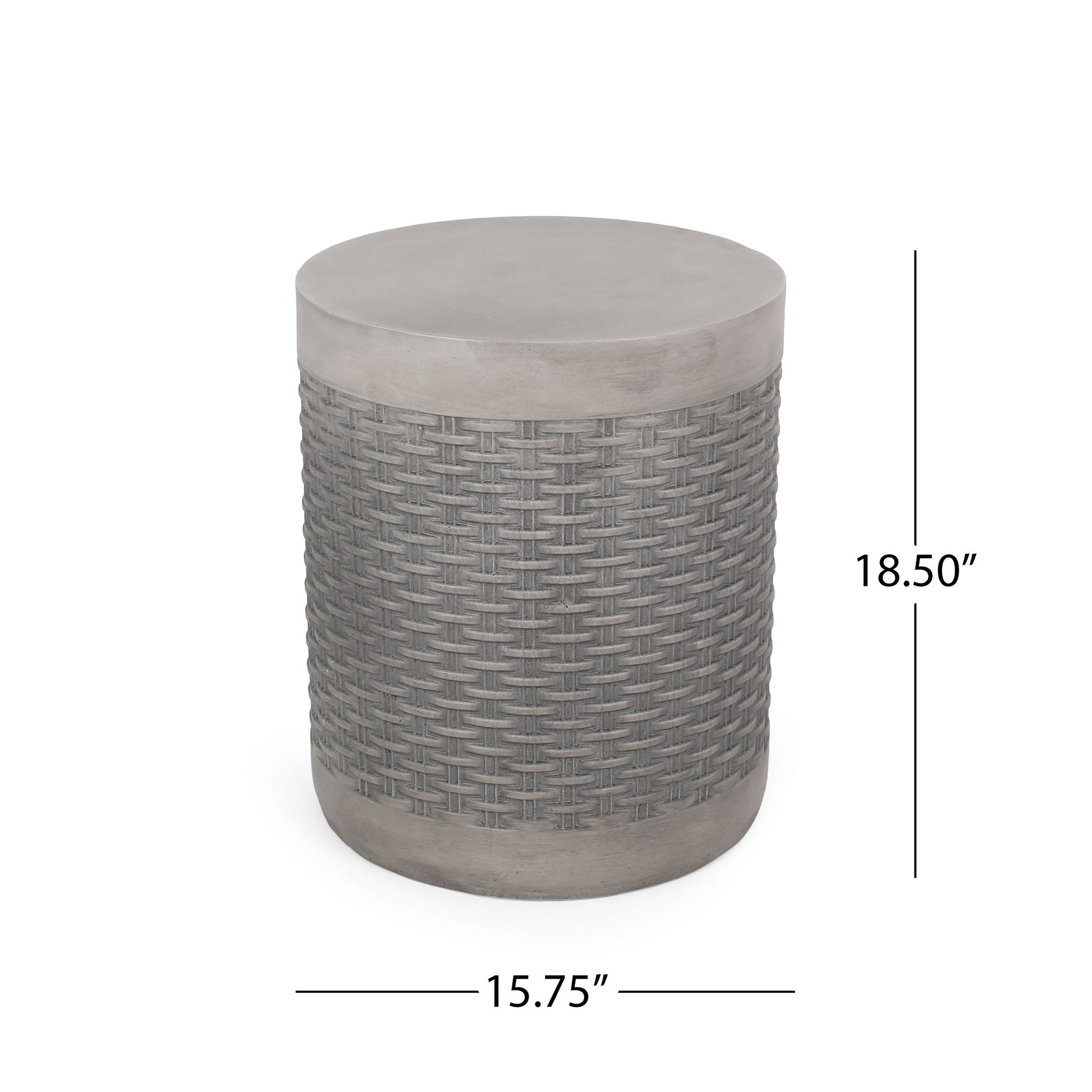Outdoor Lightweight End Table Round Concrete Outdoor Side Table - Natural Noble House