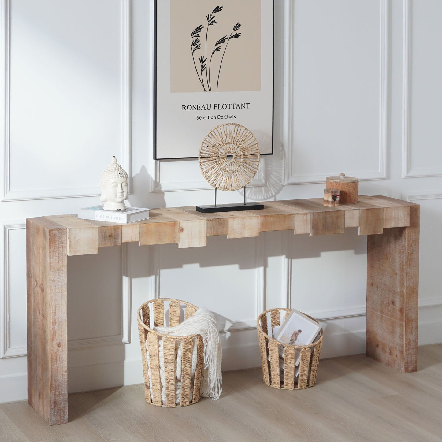 Modern Rustic Table With Sculpted Block Design Home Essentials