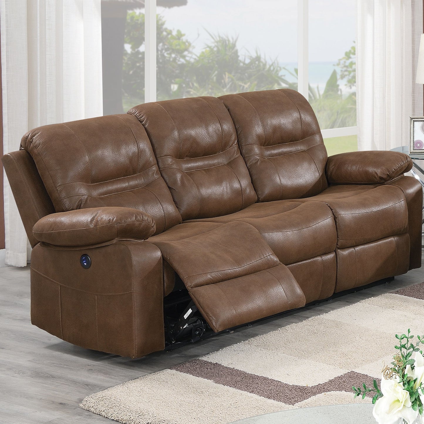 Modern Contemporary Power Reclining Sofa With USB Port Home Essentials