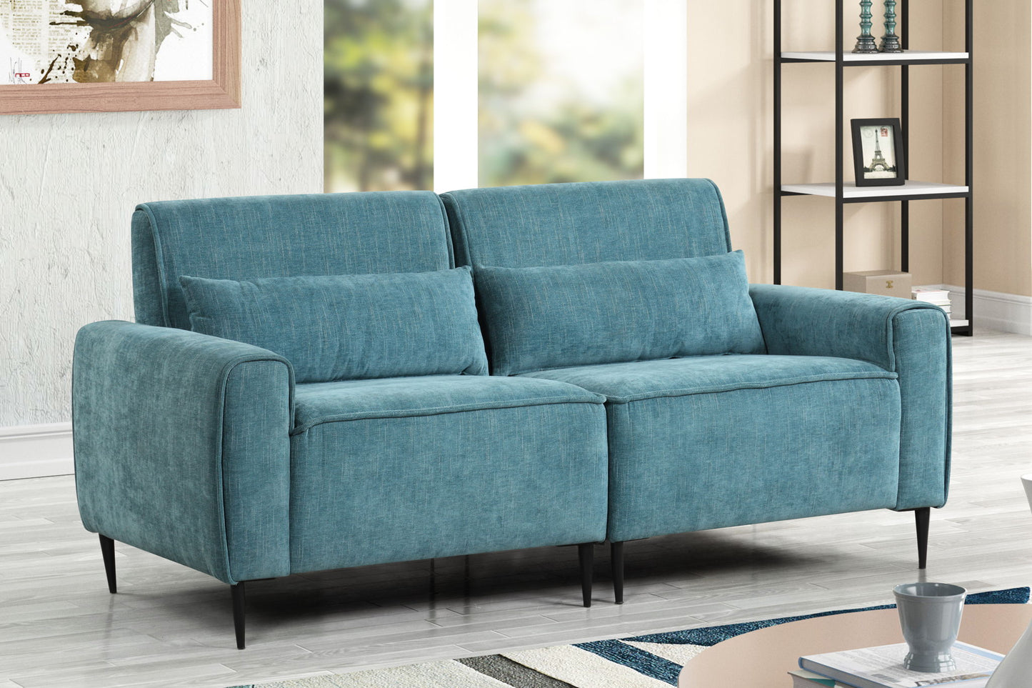 Valentina - Chenille Sofa With Metal Legs And Throw Pillows Lilola Home