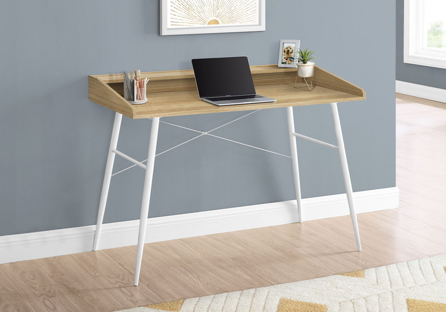 Computer Desk For Home Office, Laptop, Storage Shelves, Contemporary Versatile Placement - Natural 8th Street