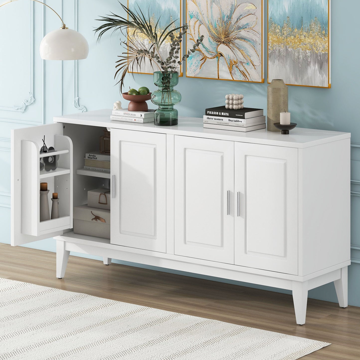 4 Door Sideboard Storage Cabinet With Door Shelf Noble House
