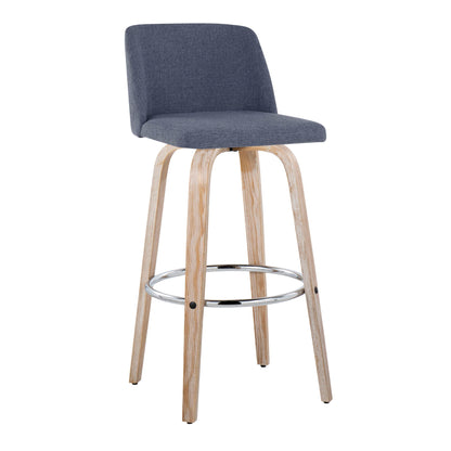 Toriano - Contemporary Fixed Height Barstool With Swivel & Round Footrest (Set of 2) Lumi Source