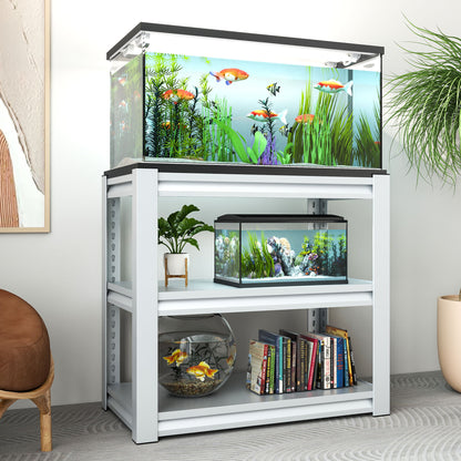 Stylish Metal Aquarium Stand For 20 - 30 Gallon Tanks, 3 Tier Adjustable Shelf Daily Nest