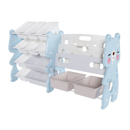 Kids Toy Storage Organizer With 2 Tier Bookshelf, Toy Storage With 12 Bins Home Essentials