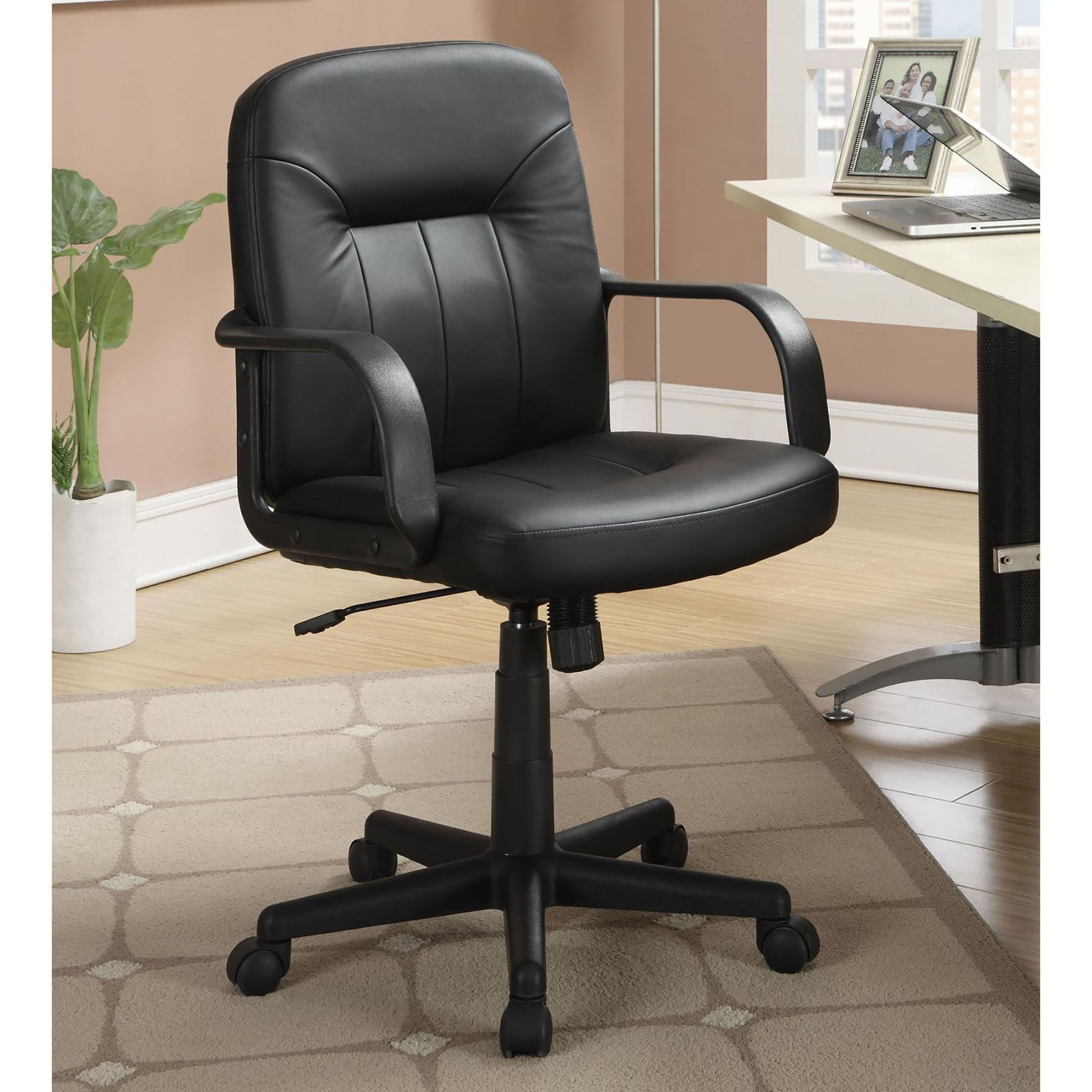Office Chair With Casters Ergonomic Design For Workspaces - Black Furniture Max