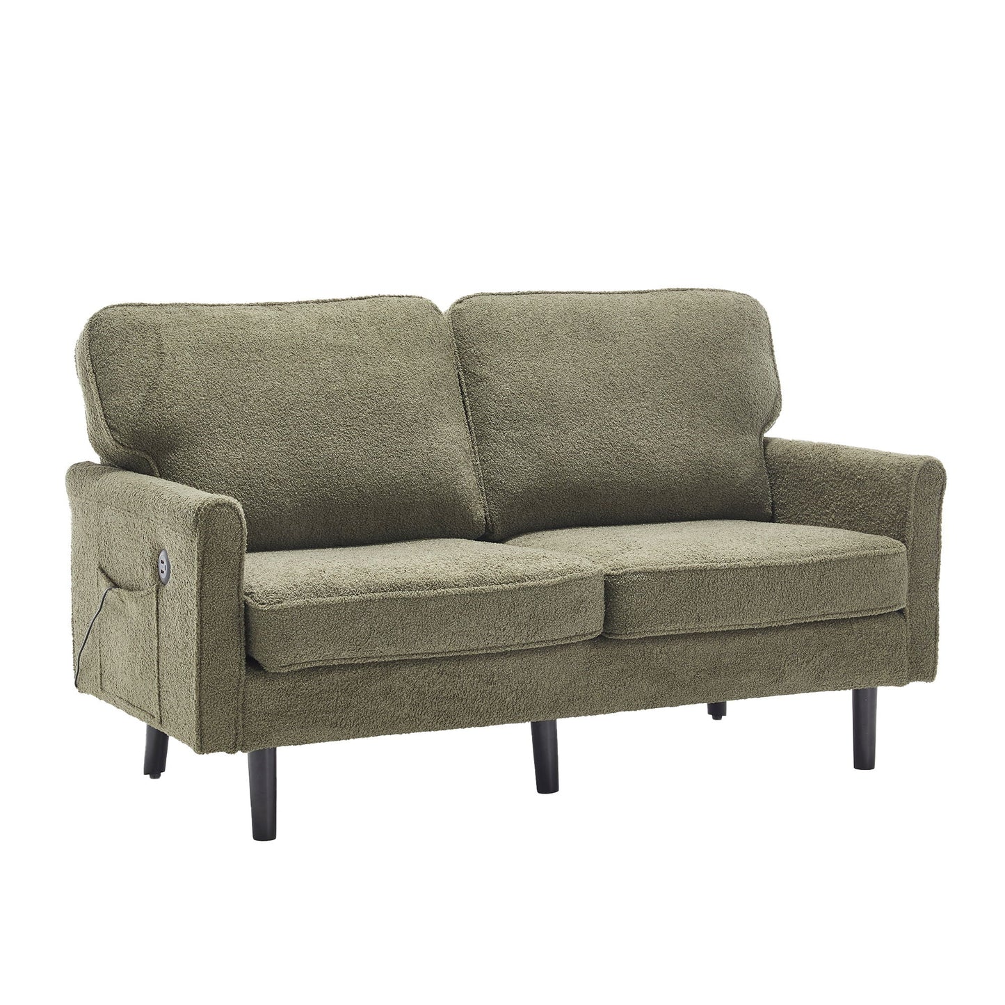 Mid Century Modern Loveseat Sofa With USB Ports, Removable Pillow Cover Home Essentials
