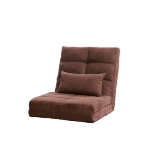 Modern Triple Fold Down Metal Frame Sofa Bed With 5 Reclining Positions And Pillow - Adjustable Upholstered Floor Couch For Gaming Or Guest Room - Brown Home Essentials