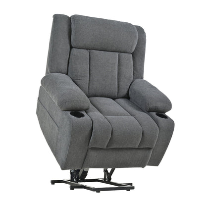Power Lift Recliner Chair With Extended Footrest, Remote Control, Cup Holders, And Side Pockets Home Essentials