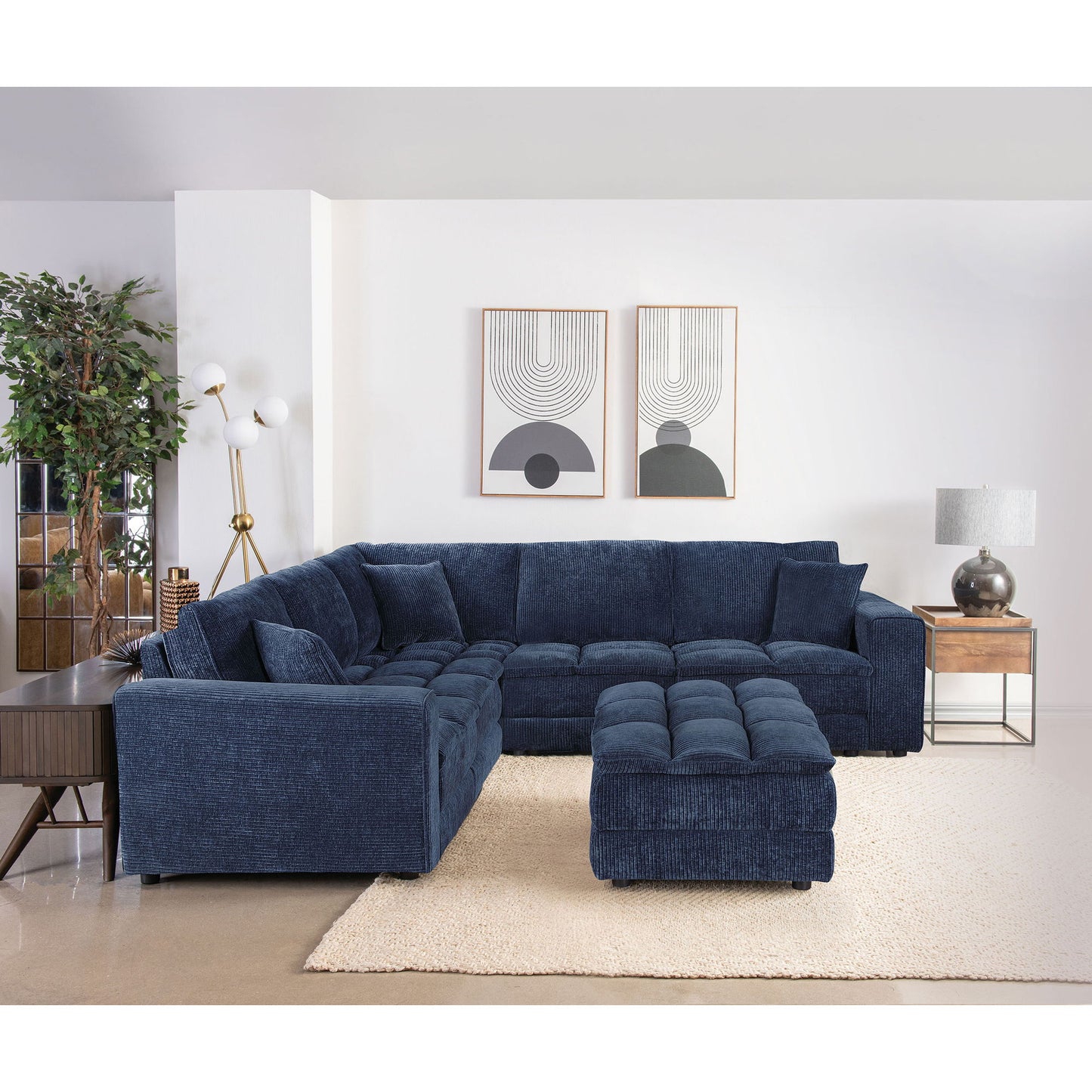 Azure - 6 Piece Upholstered Modular Sectional Sofa - Blue Furniture Max