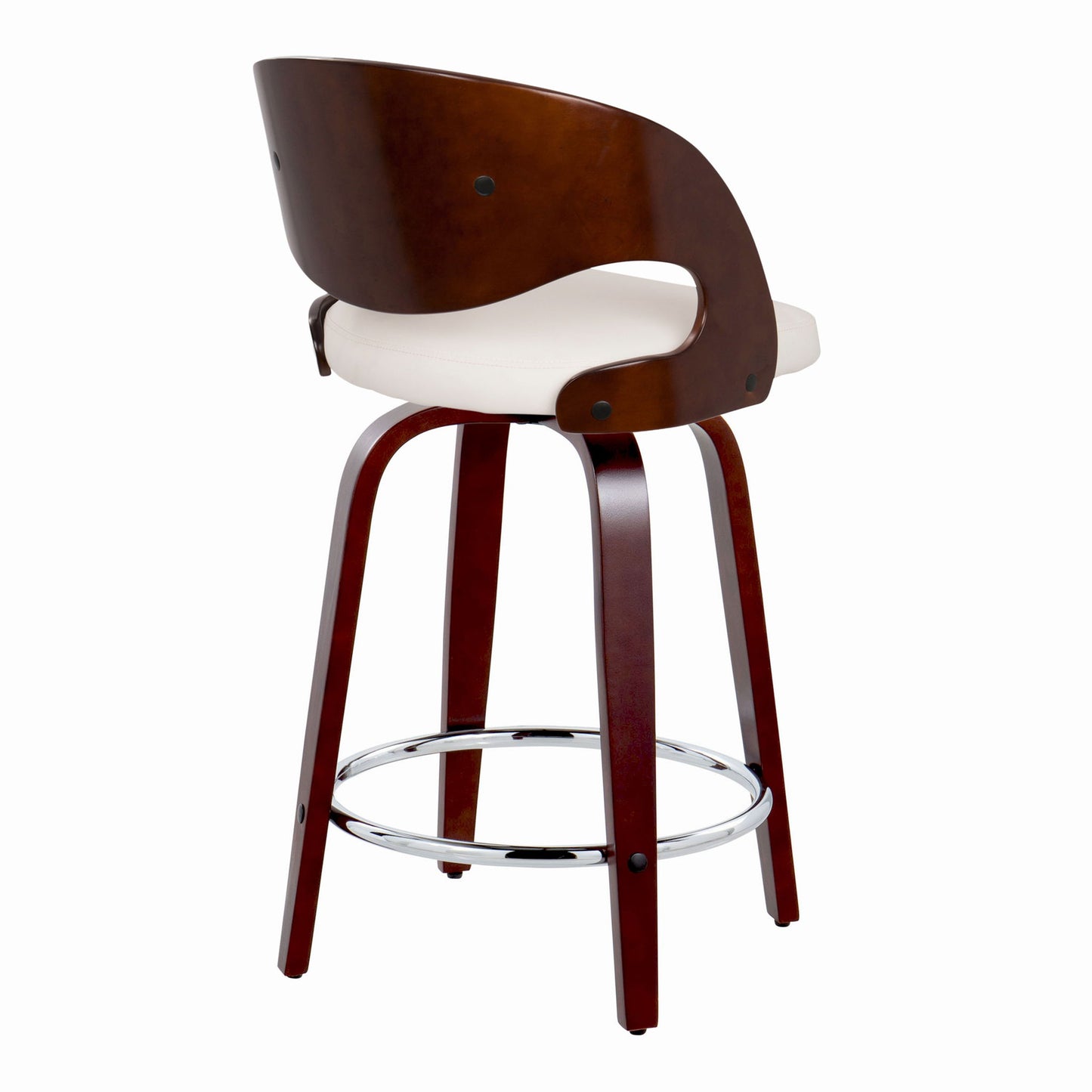 Pino - Mid Century Modern Fixed Height Barstool With Swivel With Round Footrest (Set of 2) Lumi Source