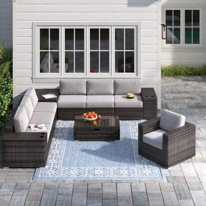 Modern Patio Rattan Sectional Set With Cushions LSI Patio Furniture