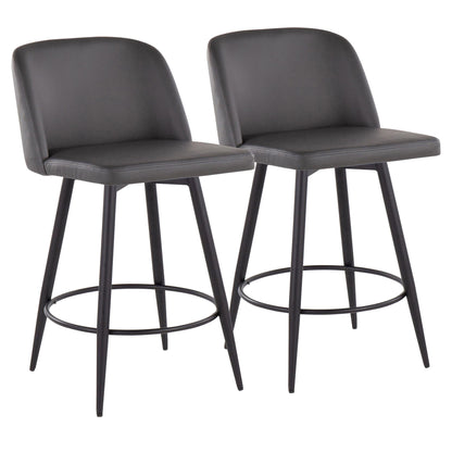 Toriano - Contemporary Fixed-Height, Counter Stool With Swivel With Round Footrest (Set of 2) Lumi Source