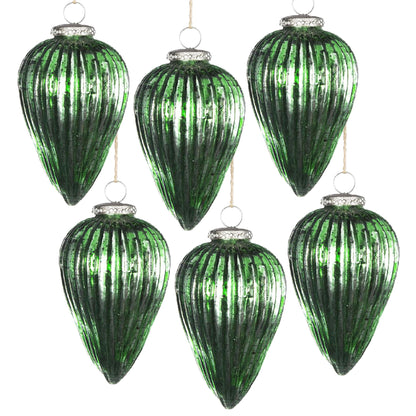 Tear Drop Ornament, Glass Decorative Hanging Christmas Tree Ornaments For Holiday Party Decorations (Set of 6) - Green Daily Nest