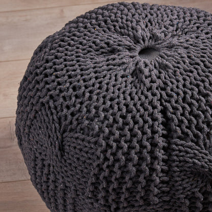 Bordeaux - Knitted Cotton Round Pouf Home Essentials