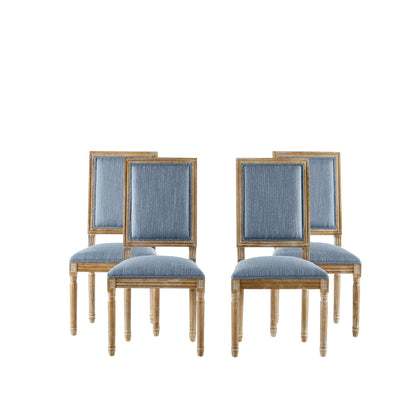 French Country Style Dining Chair With Upholstered Seating And Fluted Legs Noble House