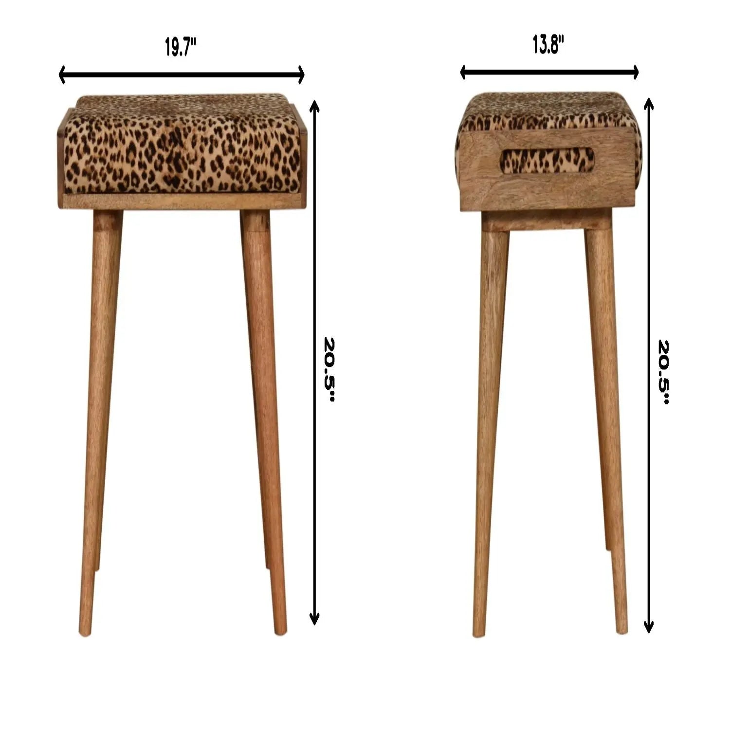 Leopard Tray Style Footstool - Brown Oak Artisan Furniture