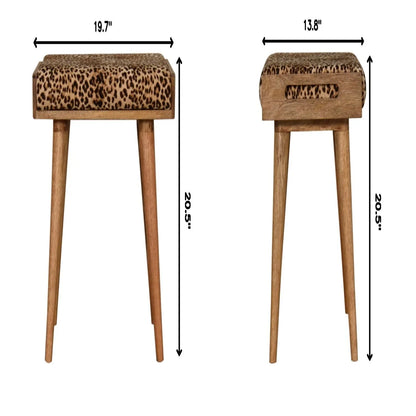 Leopard Tray Style Footstool - Brown Oak Artisan Furniture