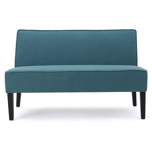 Contemporary Loveseat With Upholstered Fabric And Birch Wood Legs Noble House