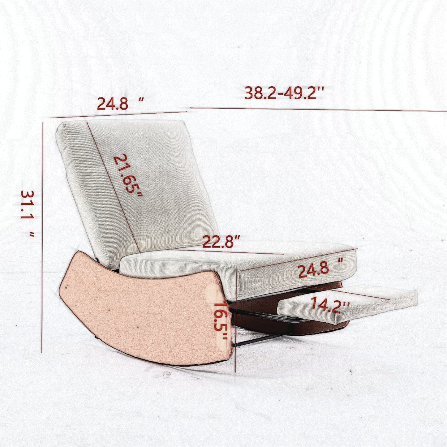 Modern Rocking Chair Recliner, Comfy Rocker Nursery Chair With Footrest, Accent Reading Chair, Upholstered Lounge Chair For Relaxing, Resting, Soft Padded Rocker For Indoor Living Room Bedroom Home Essentials