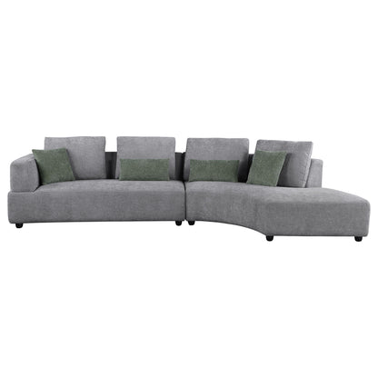 Lincoln - Upholstered Curved Sectional Sofa With Pillow Back Cushions - Gray Furniture Max