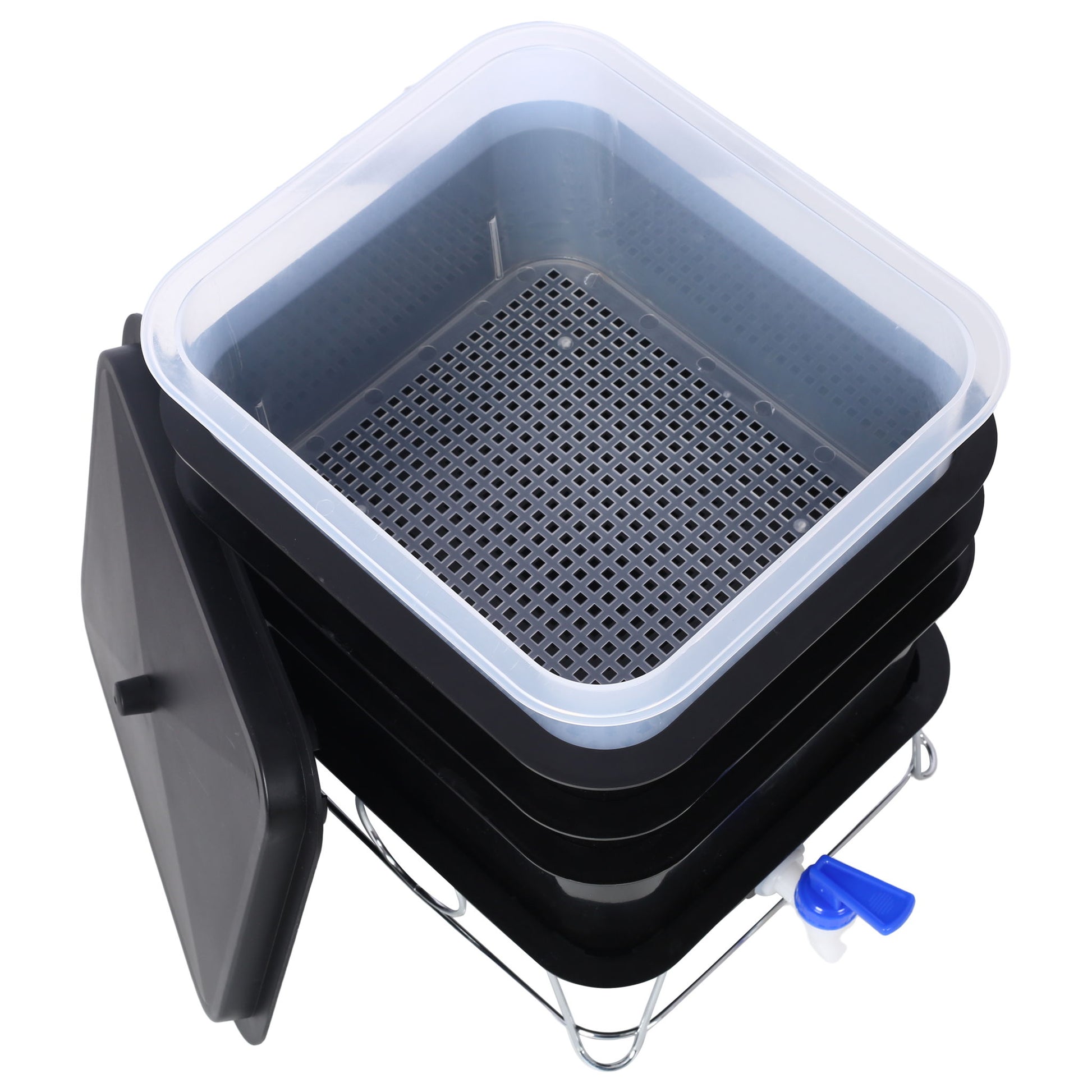 Durable Worm Farm Composting Bin With 4 Tray System For Food Waste Recycling Plastic - Black Daily Nest