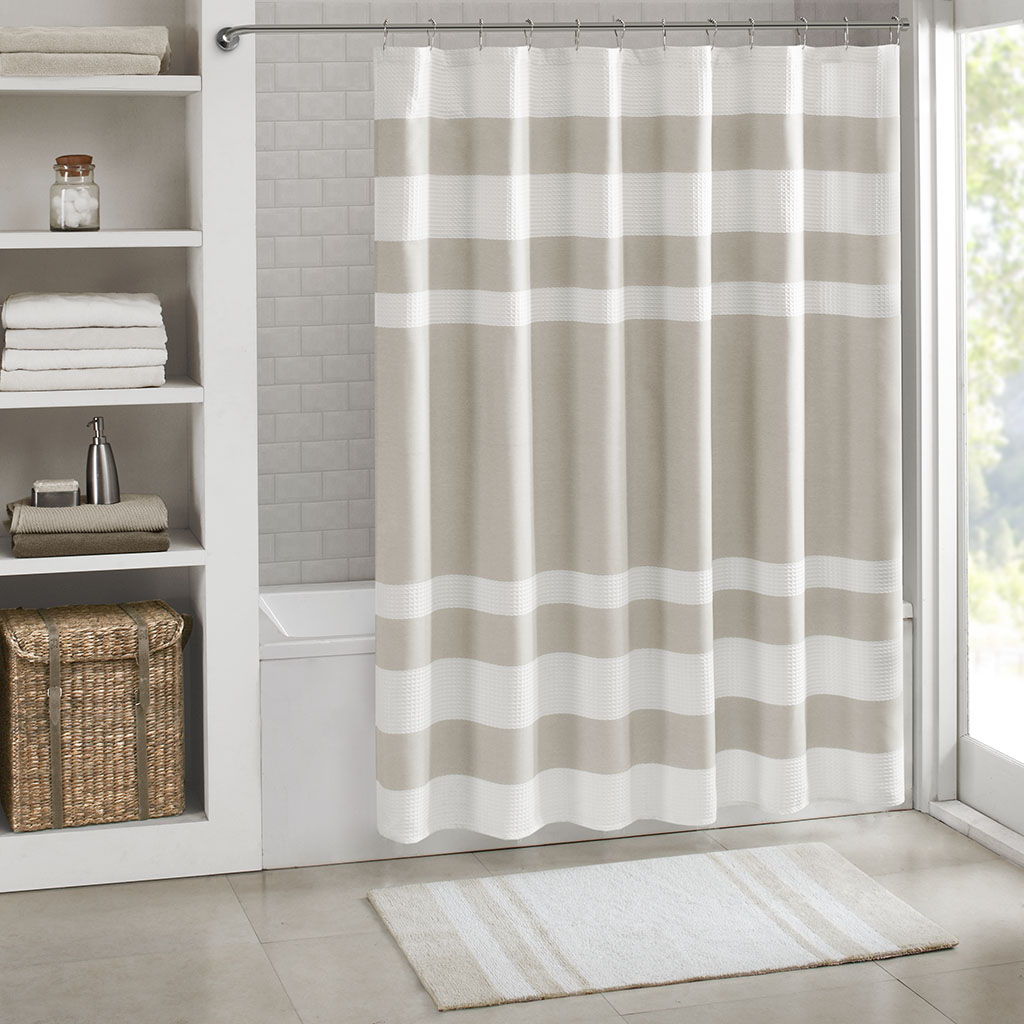 Spa Waffle - 78" Shower Curtain With 3M Treatment - Taupe