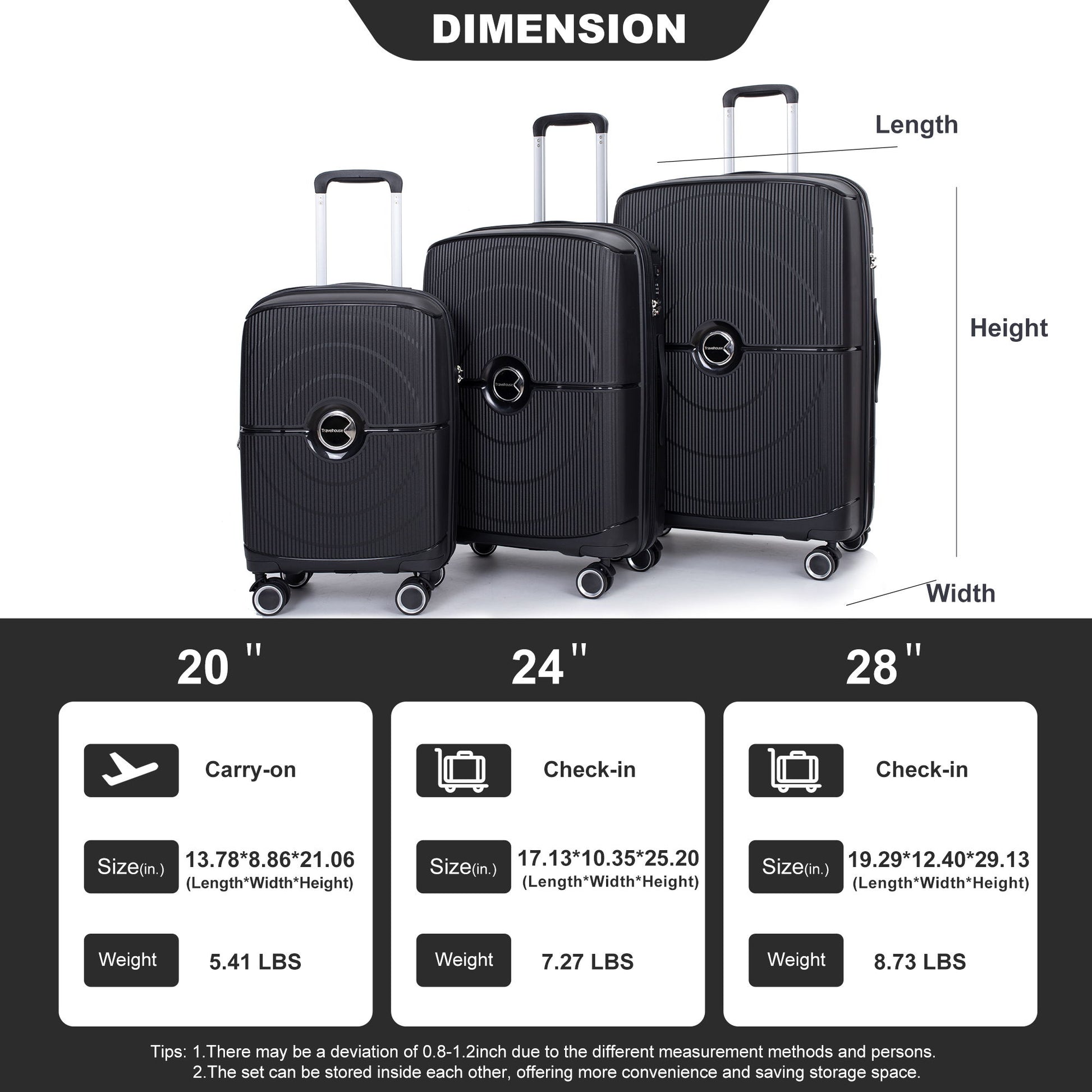 Expandable Hardshell Suitcase Double Spinner Wheels Luggage Sets Daily Nest