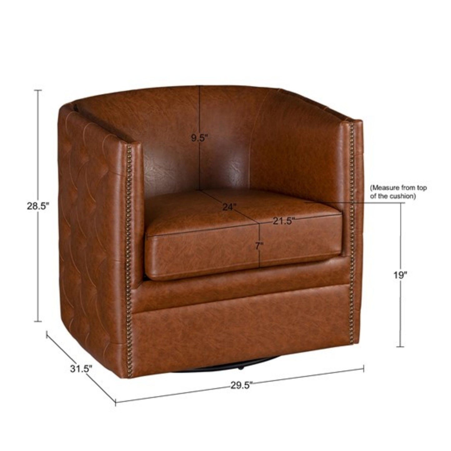 Swivel Chair With Tufted Barrel Design And Nailhead Accents JLA