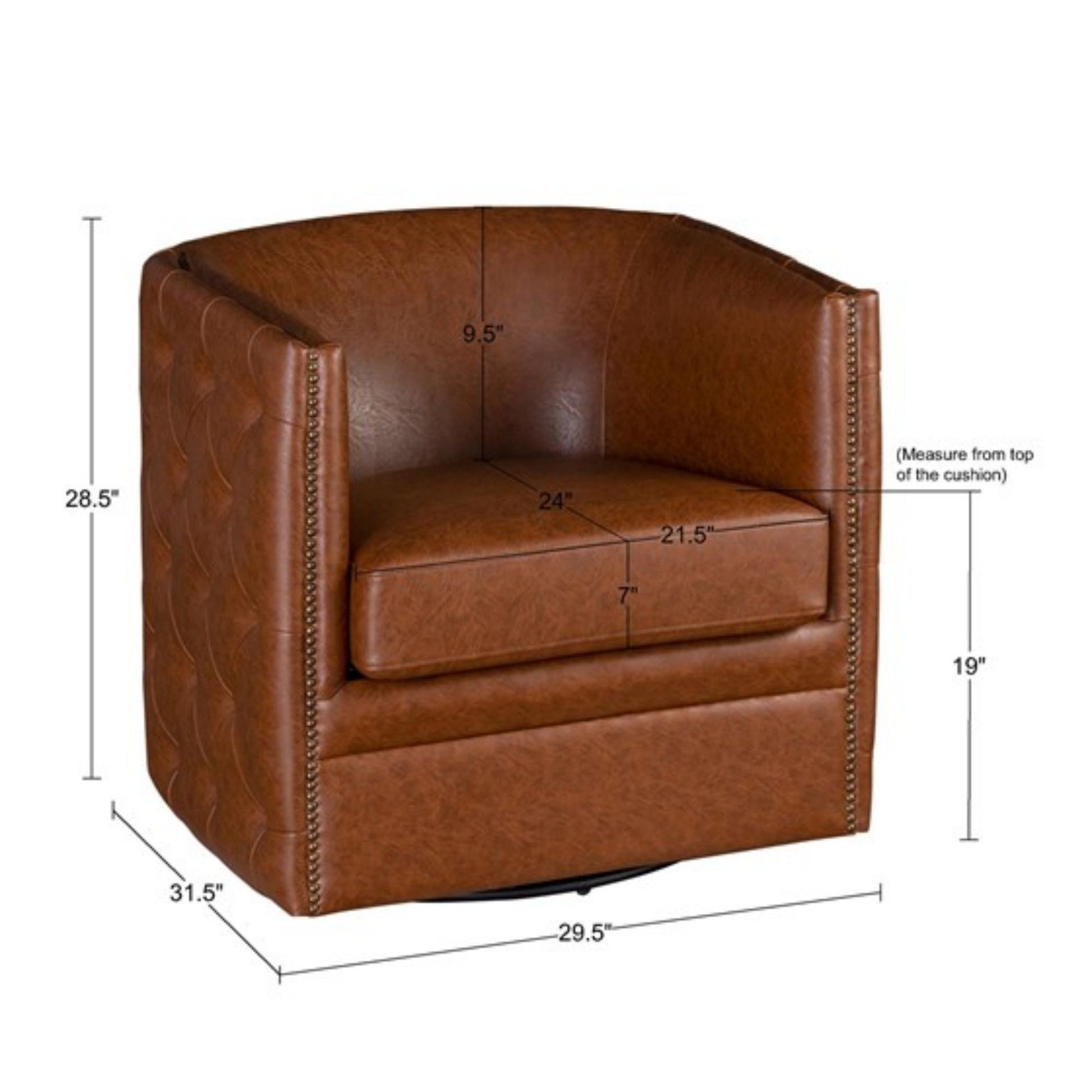 Swivel Chair With Tufted Barrel Design And Nailhead Accents JLA