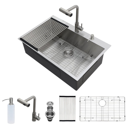 Drop In Kitchen Sink With Pull Down Faucet And Soap Dispenser Daily Nest