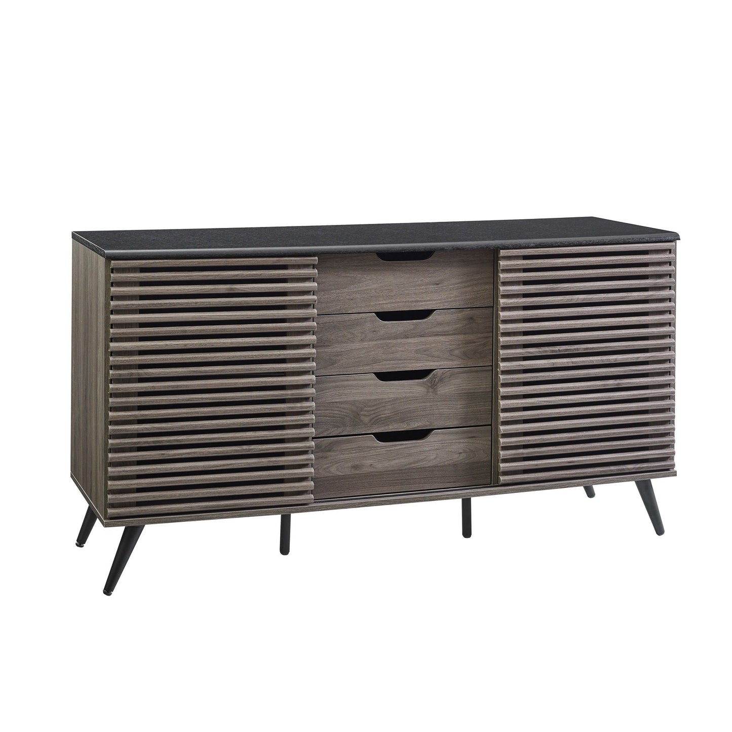 Contemporary Sliding Slat Door Sideboard Walker Edison