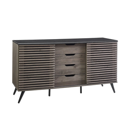 Contemporary Sliding Slat Door Sideboard Walker Edison