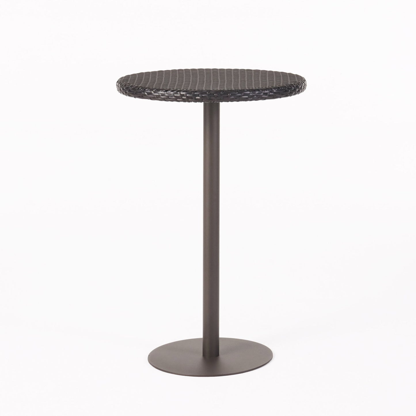 Outdoor Round Rattan Bar Table With Iron Frame - Multi Brown Noble House