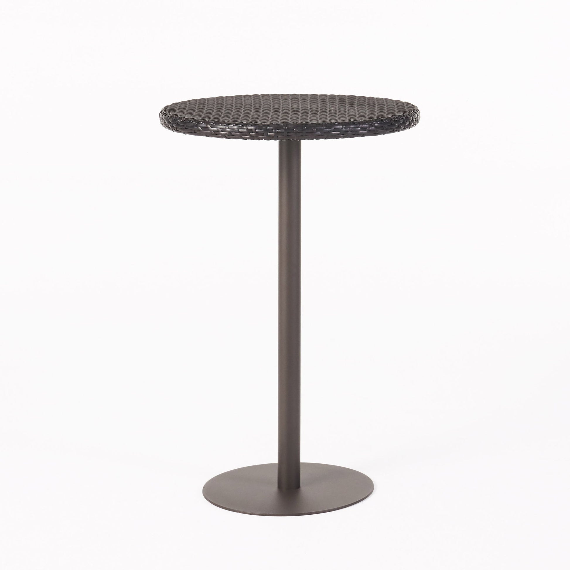 Outdoor Round Rattan Bar Table With Iron Frame - Multi Brown Noble House