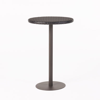 Outdoor Round Rattan Bar Table With Iron Frame - Multi Brown Noble House