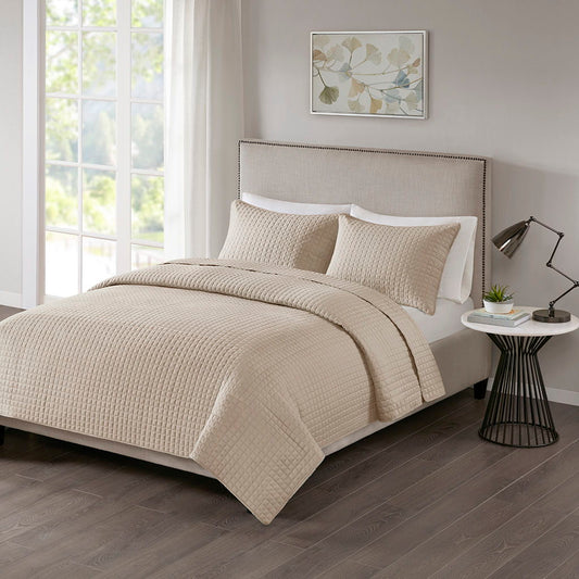 Otto - King 3 Piece Reversible Coverlet Set - Neutral 510 Design