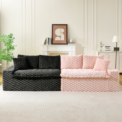 Multifunctional Sofa Pink Black, Fits 4 People Home Essentials