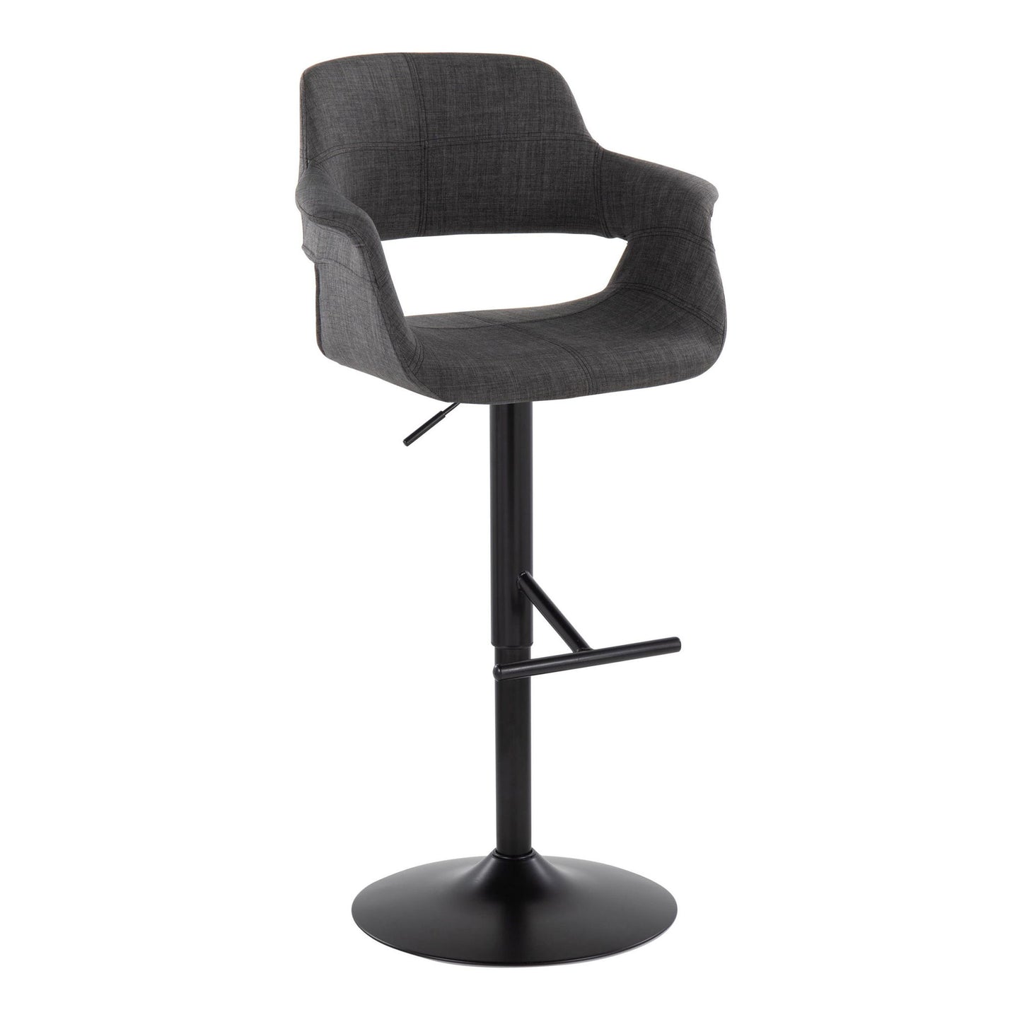 Vintage Flair - Mid Century Modern Adjustable Barstool With Straight T Footrest (Set of 2) Lumi Source