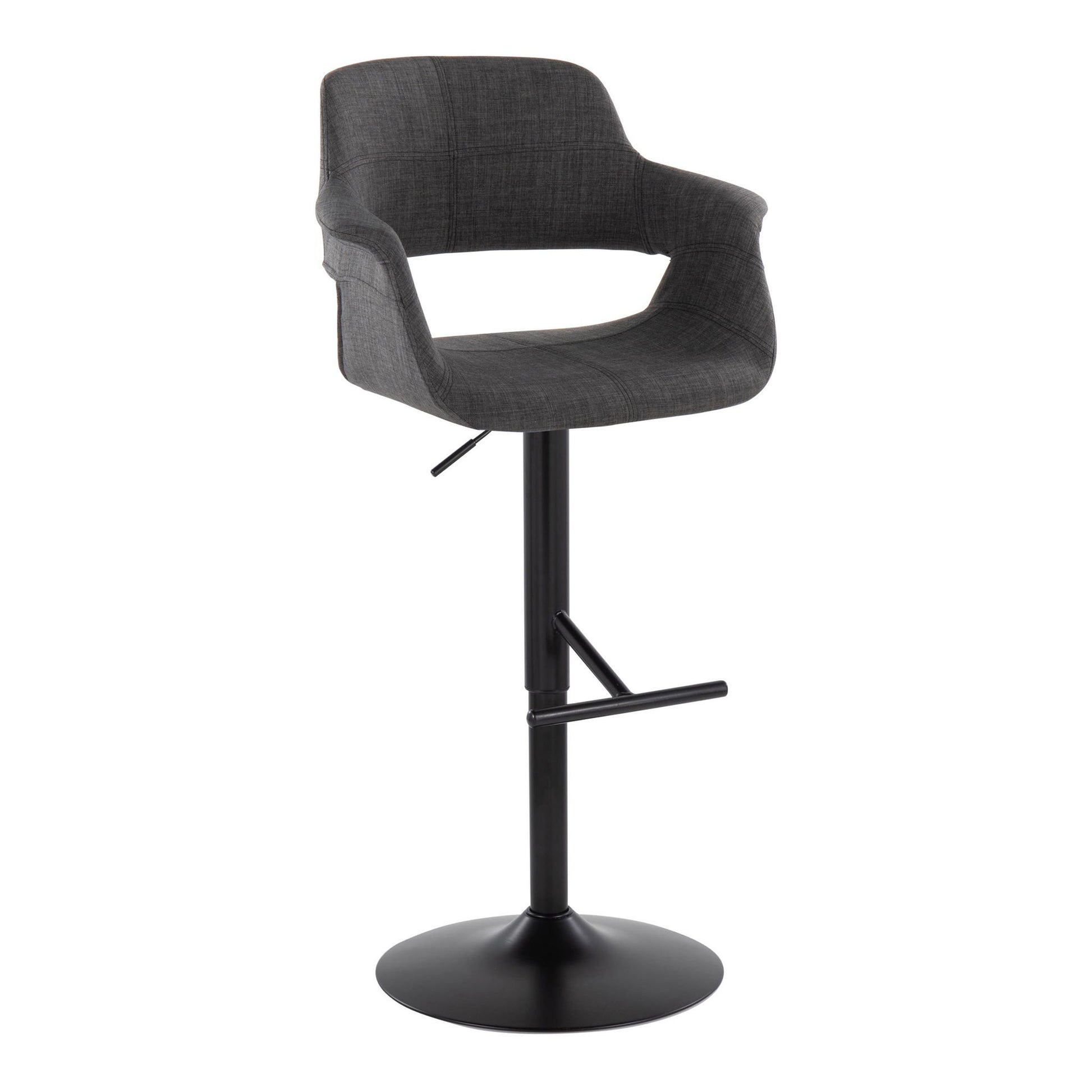 Vintage Flair - Mid Century Modern Adjustable Barstool With Straight T Footrest (Set of 2) Lumi Source