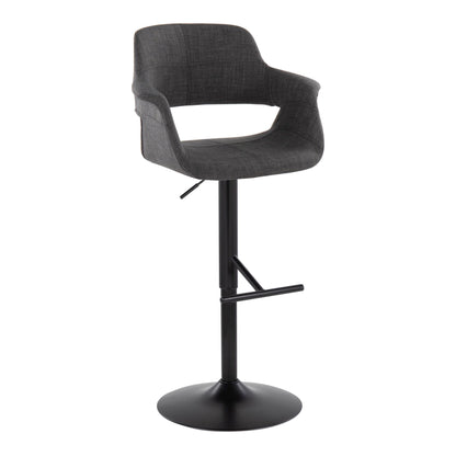 Vintage Flair - Mid Century Modern Adjustable Barstool With Straight T Footrest (Set of 2) Lumi Source