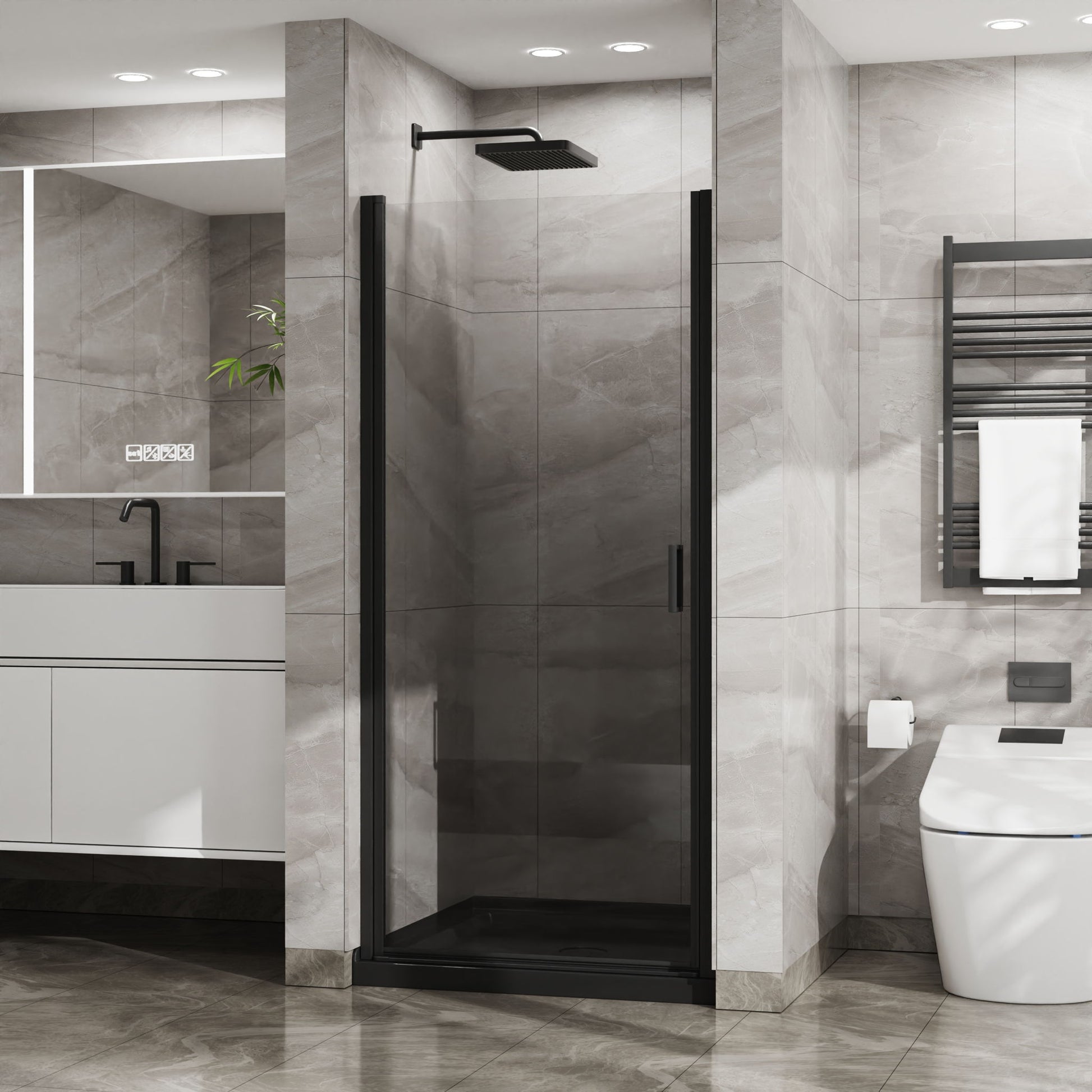Pivot Shower Door, Tempered Glass, Semi Frameless Daily Nest