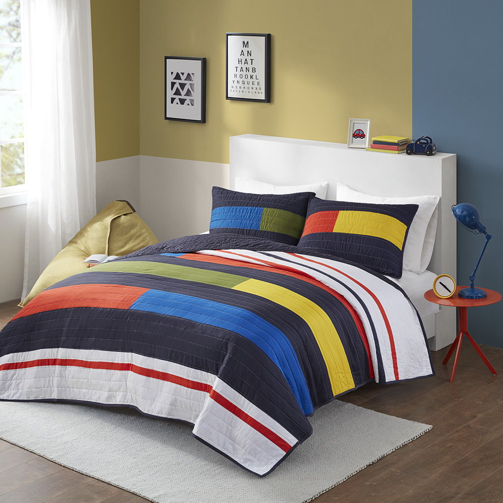 Morris - Full Stripe Printed Quilt Set - Multi Urban Habitat Kids