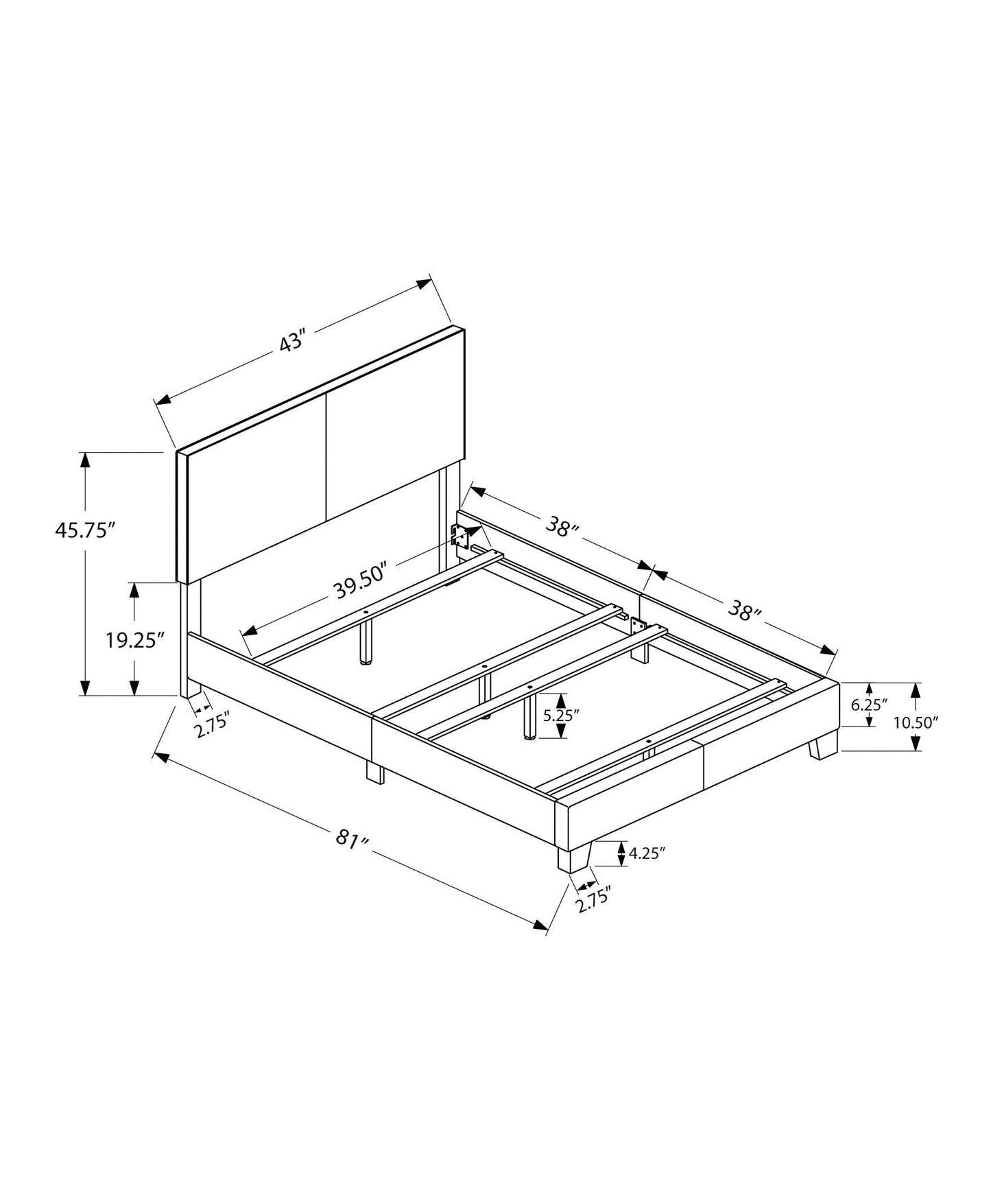 Bed, Upholstered, Transitional 8th Street